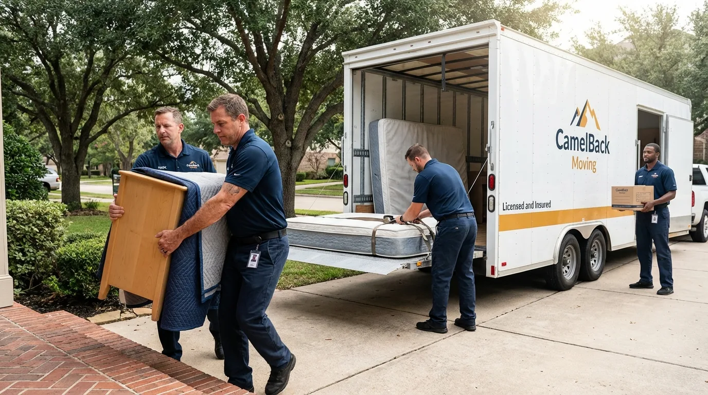 Crew loading residential truck for cross-state move from Orrville, OH