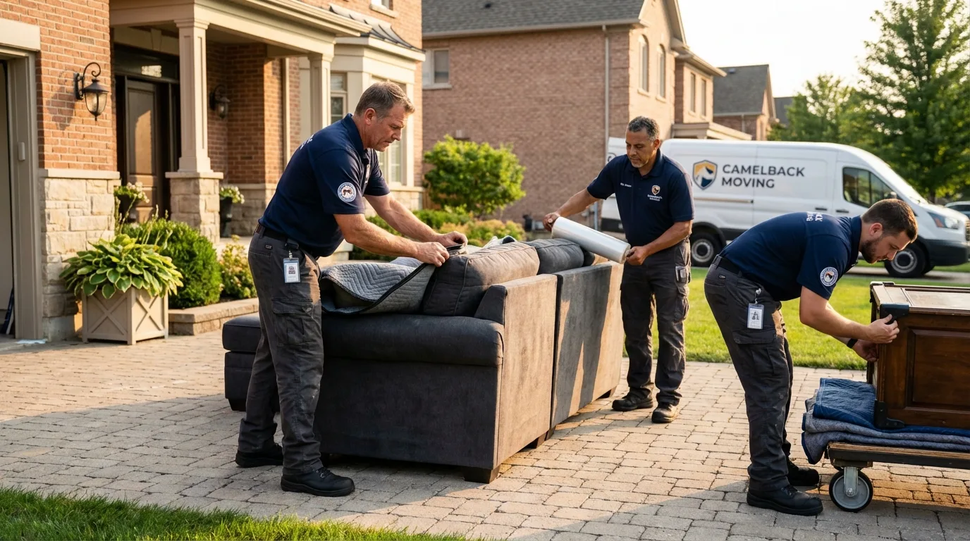 Large estate moving crew wrapping furniture in Orrville, OH